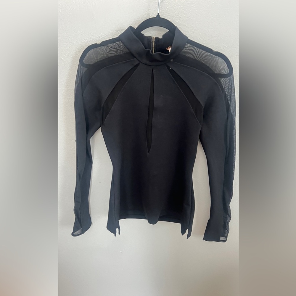 FREE PEOPLE mesh and spandex long sleeve shirt